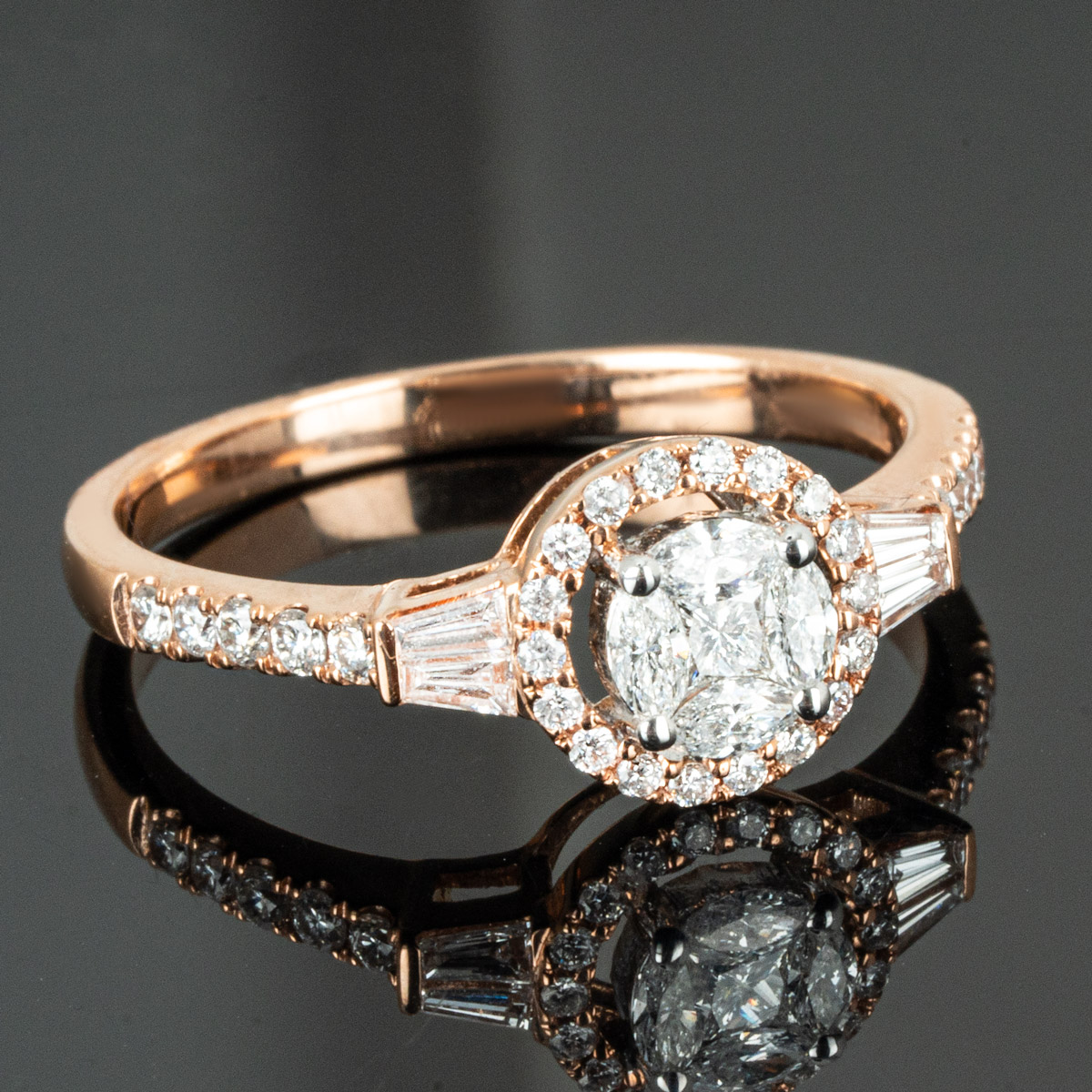 Rose Gold Diamond Cluster Ring 0.54ct